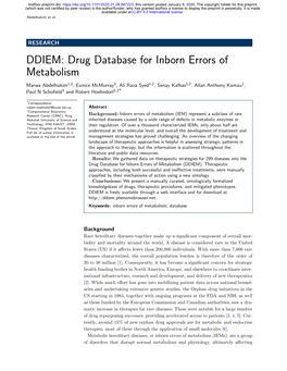 Drug Database for Inborn Errors of Metabolism