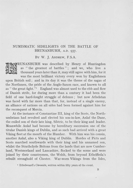 Numismatic Sidelights on the Battle of Brunanburh, A.D. 937