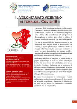 Il Volontariato Vicentino Ai Tempi Del Covid-19