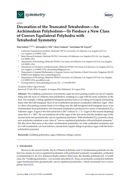 Decoration of the Truncated Tetrahedron—An Archimedean Polyhedron—To Produce a New Class of Convex Equilateral Polyhedra with Tetrahedral Symmetry