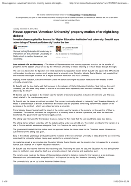 House Approves 'American University' Property Motion After Night