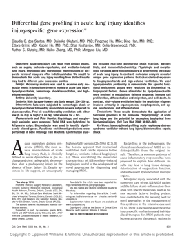 Differential Gene Profiling in Acute Lung Injury Identifies Injury-Specific