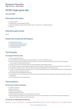 Blueprint Genetics SCO2 Single Gene Test