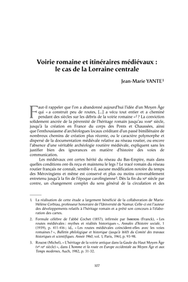 Voirie Romaine Et Itinéraires Médiévaux : Le Cas De La Lorraine Centrale