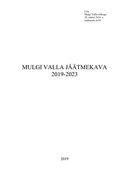 Mulgi Valla Jäätmekava 2019-2023