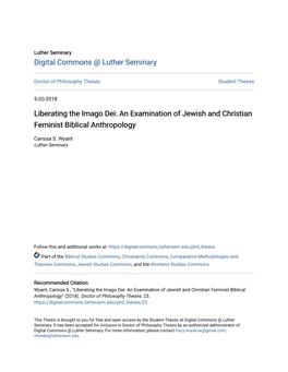 Liberating the Imago Dei: an Examination of Jewish and Christian Feminist Biblical Anthropology