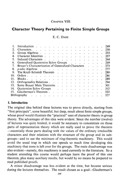 Character Theory Pertaining to Finite Simple Groups