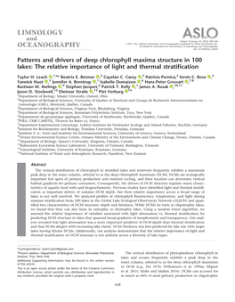 Patterns and Drivers of Deep Chlorophyll Maxima Structure in 100 Lakes: the Relative Importance of Light and Thermal Stratification