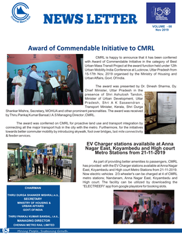 Award of Commendable Initiative to CMRL