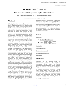 New Generation Transistors