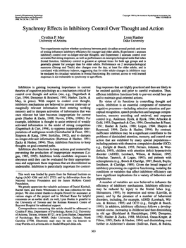 Synchrony Effects in Inhibitory Control Over Thought and Action