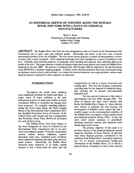 An Historical Sketch of Industry Along the Buffalo River, New York with a Focus on Chemical Manufacturers