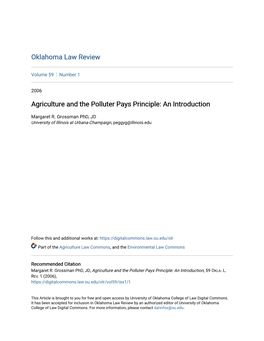 Agriculture and the Polluter Pays Principle: an Introduction