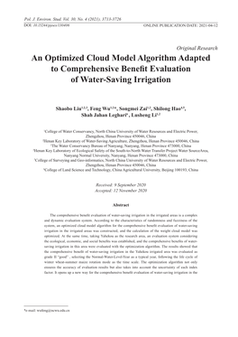 An Optimized Cloud Model Algorithm Adapted to Comprehensive Benefit Evaluation of Water-Saving Irrigation