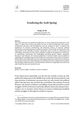 Gendering the Arab Spring1