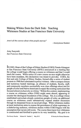 Making Whites from the Dark Side: Teaching Whiteness Studies at San Francisco State University