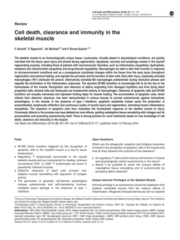 Cell Death, Clearance and Immunity in the Skeletal Muscle