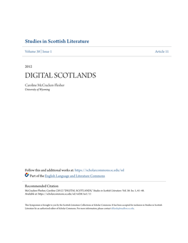 DIGITAL SCOTLANDS Caroline Mccracken-Flesher University of Wyoming