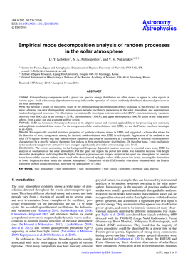 Empirical Mode Decomposition Analysis of Random Processes in the Solar Atmosphere D