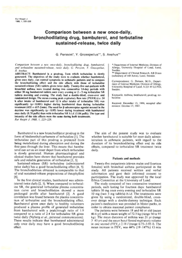 Comparison Between a New Once-Daily, Bronchodilating Drug, Bambuterol, and Terbutaline Sustained-Release, Twice Daily