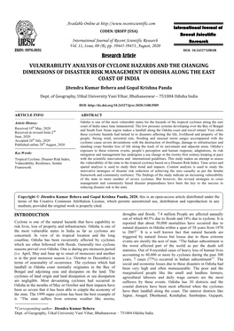 Research Article VULNERABILITY ANALYSIS of CYCLONE