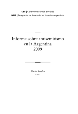 Informe Sobre Antisemitismo En La Argentina 2009