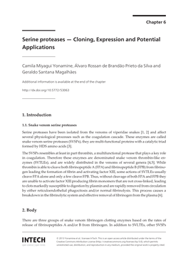 Serine Proteases — Cloning, Expression and Potential Applications