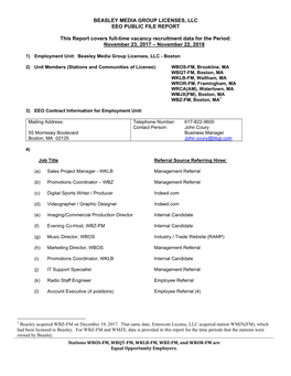 Beasley Media Group Licenses, Llc Eeo Public File Report