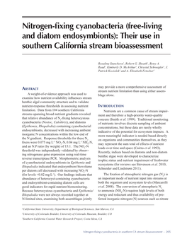 Nitrogen-Fixing Cyanobacteria (Free-Living and Diatom Endosymbionts): Their Use in Southern California Stream Bioassessment