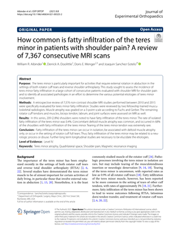 How Common Is Fatty Infiltration of the Teres Minor in Patients with Shoulder Pain?