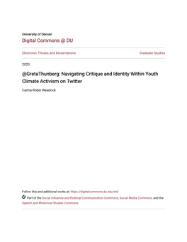 Gretathunberg: Navigating Critique and Identity Within Youth Climate Activism on Twitter