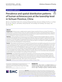 Prevalence and Spatial Distribution Patterns of Human Echinococcosis