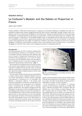 Le Corbusier's Modulor and the Debate on Proportion in France