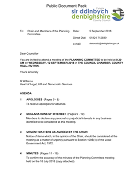 (Public Pack)Agenda Document for Planning Committee, 12/09/2018