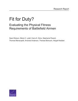 Evaluating the Physical Fitness Requirements of Battlefield Airmen