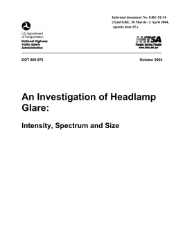 An Investigation of Headlamp Glare