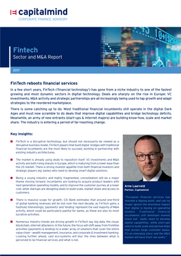 Fintech Sector and M&A Report