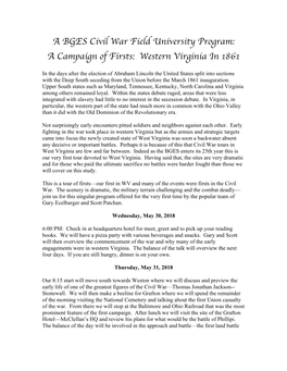 A Campaign of Firsts: Western Virginia in 1861