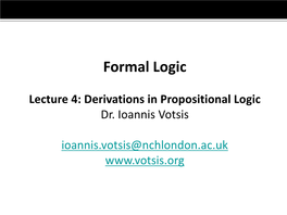 Derivations in Propositional Logic Dr