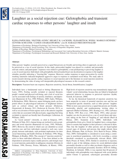 Laughter As a Social Rejection Cue: Gelotophobia and Transient Cardiac Responses to Other Persons’ Laughter and Insult