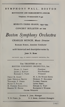 Boston Symphony Orchestra Concert Programs, Season 73, 1953-1954
