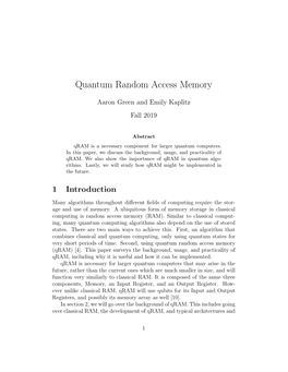 Quantum Random Access Memory