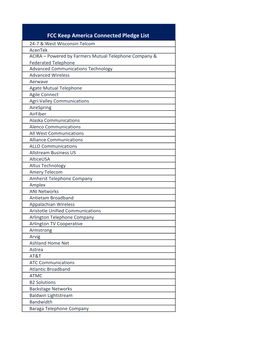 FCC Keep America Connected Pledge List