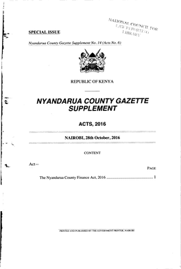 Nyandarua Cou Nty Gazette Supplement