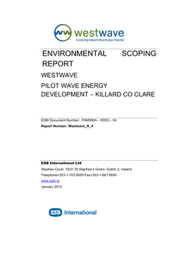 Environmental Report Westwave Pilot Wave Energy Development