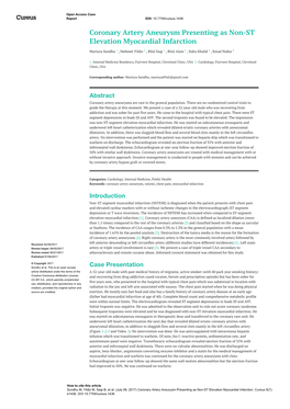 Coronary Artery Aneurysm Presenting As Non-ST Elevation Myocardial Infarction