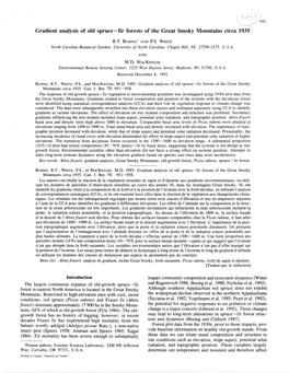 Gradient Analysis of Old Spruce — Fir Forests of the Great Smoky Mountains Circa 1935