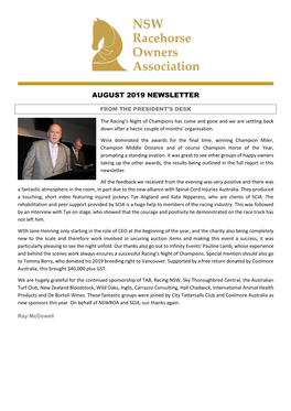 August 2019 Newsletter