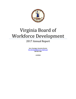 Virginia Board of Workforce Development 2017 Annual Report
