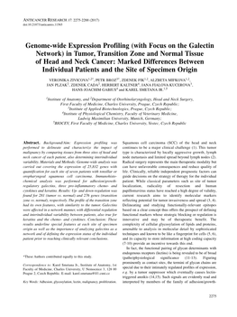 Genome-Wide Expression Profiling (With Focus on the Galectin Network)